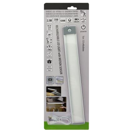 LED Nabíjacie osvetlenie nábytku so senzorom LED/2,5W/5V USB 800 mAh 4200K 32,5 cm