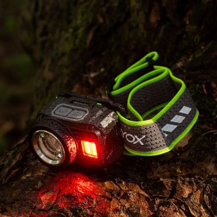 LED stmievateľná nabíjateľná čelovka so snímačom a červeným svetlom LED/6W/5V/3xAAA IP66 500 lm 1200 mAh