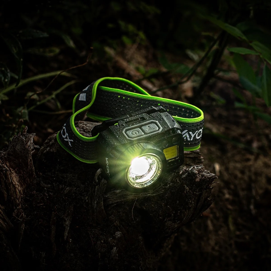 LED stmievateľná nabíjateľná čelovka so snímačom a červeným svetlom LED/6W/5V/3xAAA IP66 500 lm 1200 mAh