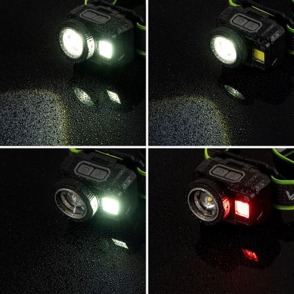 LED stmievateľná nabíjateľná čelovka so snímačom a červeným svetlom LED/6W/5V/3xAAA IP66 500 lm 1200 mAh