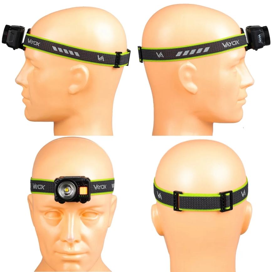 LED stmievateľná nabíjateľná čelovka so snímačom a červeným svetlom LED/6W/5V/3xAAA IP66 500 lm 1200 mAh