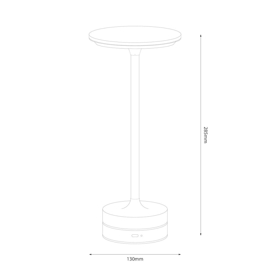 LED nabíjateľná dotyková stolná lampa TAVOLO LED/2,5W/5V 2400 mAh 3000-6000K čierna