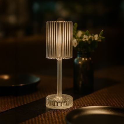 LED nabíjateľná dotyková stolová lampa SIMPLE LED/1W/5V 2400 mAh 3000-6000K priehľadná