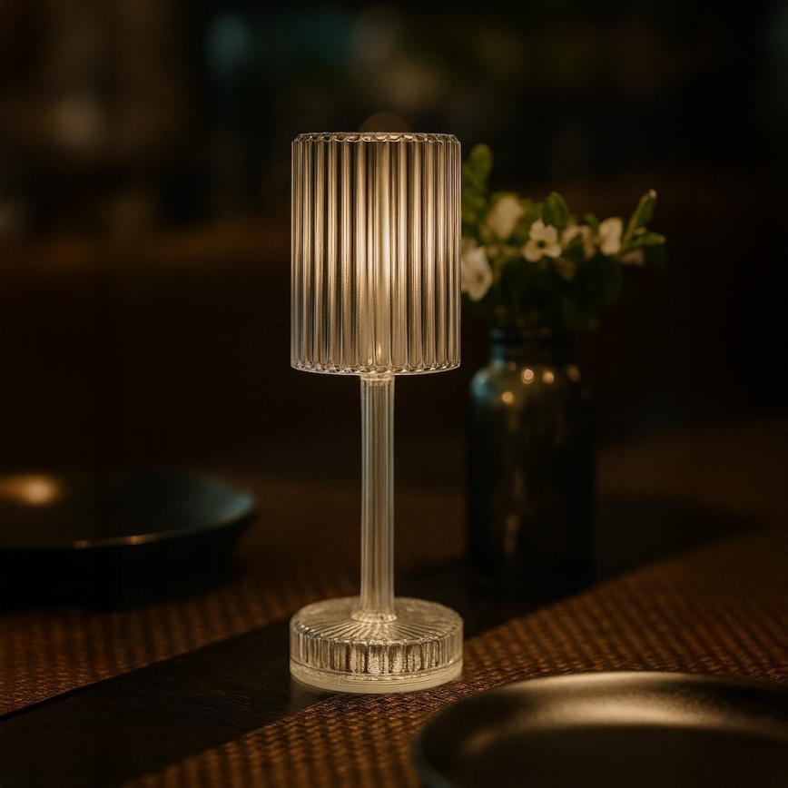LED nabíjateľná dotyková stolová lampa SIMPLE LED/1W/5V 2400 mAh 3000-6000K priehľadná