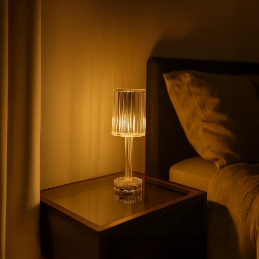 LED nabíjateľná dotyková stolová lampa SIMPLE LED/1W/5V 2400 mAh 3000-6000K priehľadná