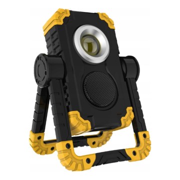LED nabíjateľný reflektor s reproduktorom a funkciou powerbanky LED/10W/5V 4400 mAh IP44 čierna/žltá