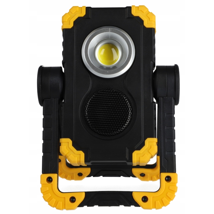 LED nabíjateľný reflektor s reproduktorom a funkciou powerbanky LED/10W/5V 4400 mAh IP44 čierna/žltá