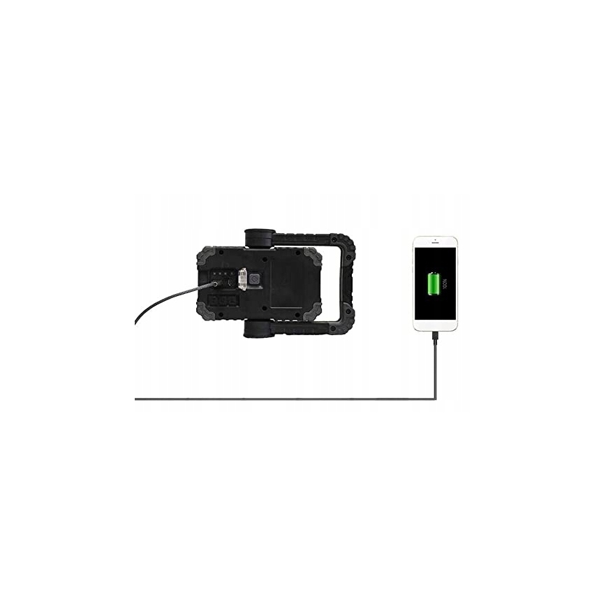 LED nabíjateľný reflektor s reproduktorom a funkciou powerbanky LED/10W/5V 4400 mAh IP44 čierna/žltá