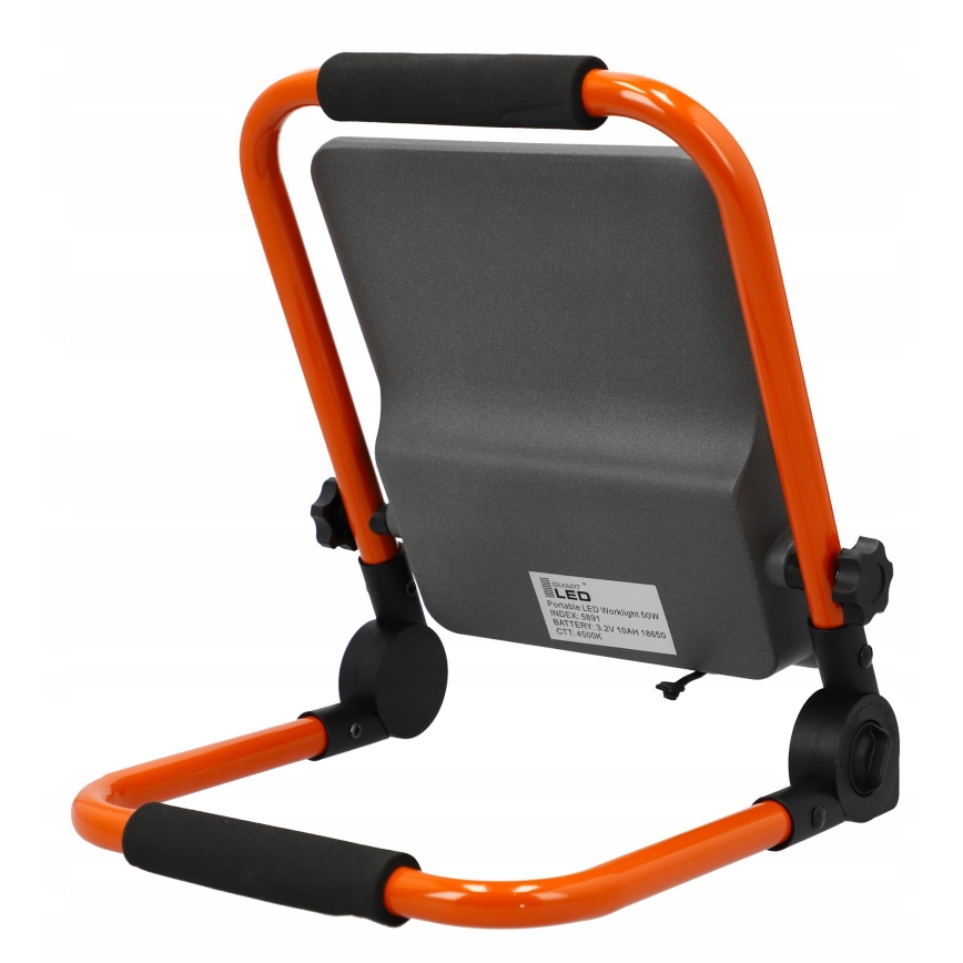 LED nabíjateľný reflektor so stojanom LED/50W/3,2V 4500K 10000 mAh IP65 oranžový