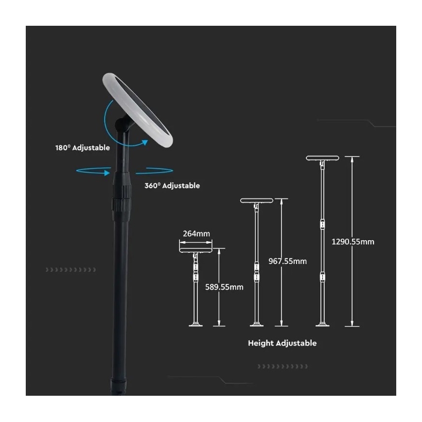LED Nastaviteľná solárna lampa GARDEN LED/8W/5V 60-129 cm 3000K IP65