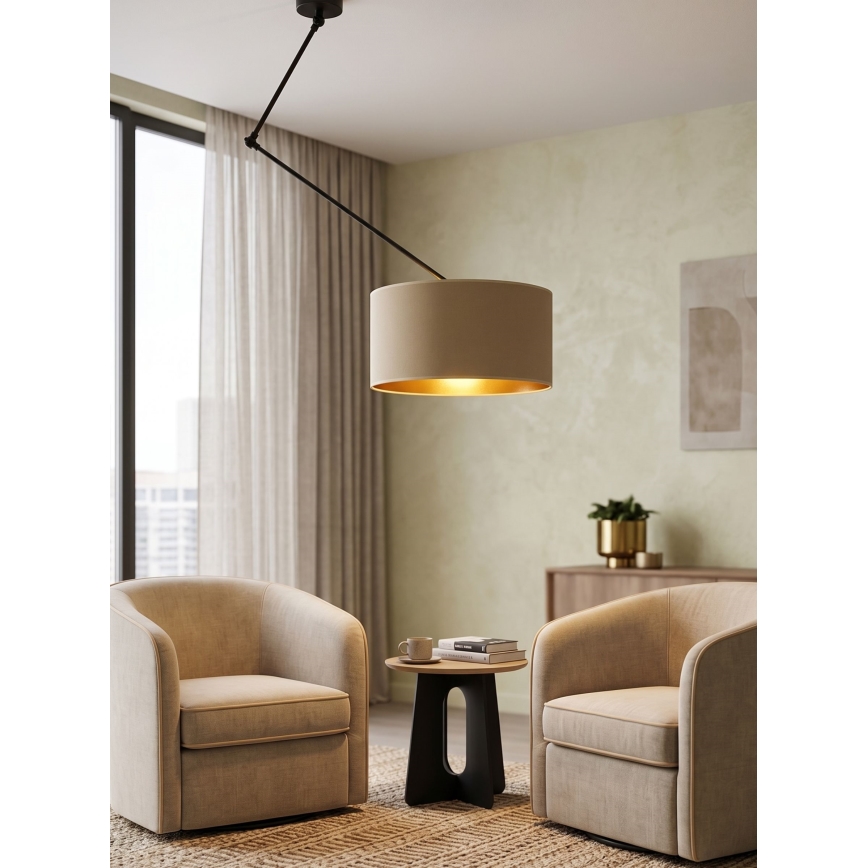 LED Nastaviteľný luster na tyči GORTA 1xE27/60W/230V béžová/zlatá