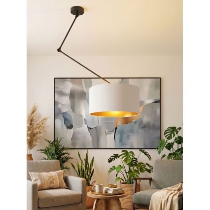 LED nastaviteľný luster na tyči GORTA 1xE27/60W/230V biela/zlatá