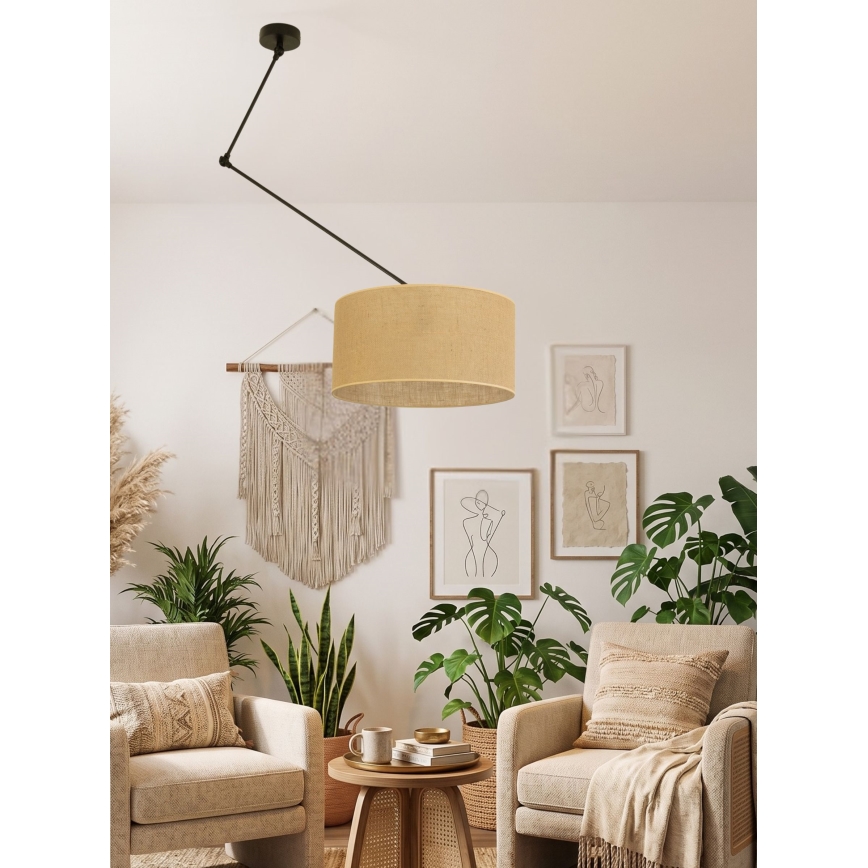 LED nastaviteľný luster na tyči GORTA 1xE27/60W/230V juta