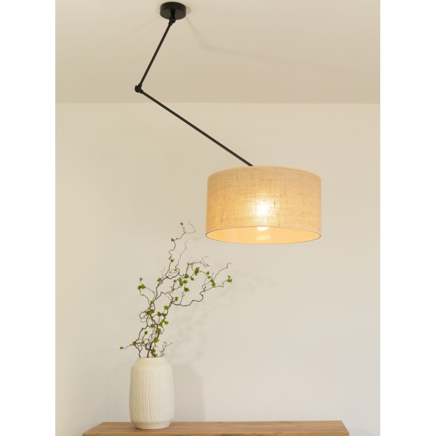 LED nastaviteľný luster na tyči GORTA 1xE27/60W/230V juta