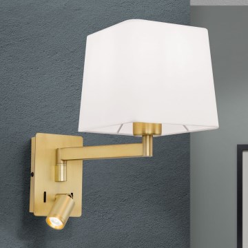 LED Nástenná lampa CARLTON 1xE27/40W/230V + LED/3W biela/zlatá