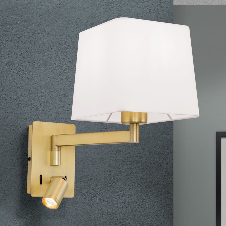 LED Nástenná lampa CARLTON 1xE27/40W/230V + LED/3W biela/zlatá