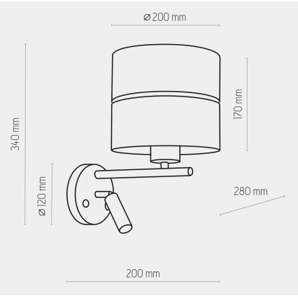 LED Nástenná lampa HILTON 1xE27/15W/230V + LED/3W/230V mosadz/čierna