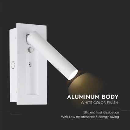 LED Nástenné bodové svietidlo LED/2W/230V 3000K biela