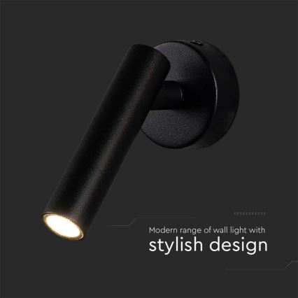 LED Nástenné bodové svietidlo LED/2W/230V 3000K čierna