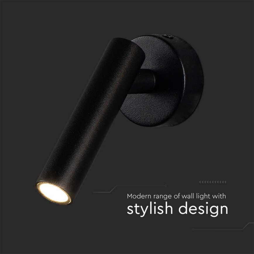 LED Nástenné bodové svietidlo LED/2W/230V 3000K čierna