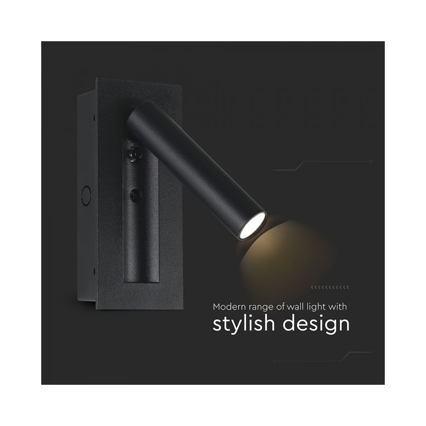 LED nástenné bodové svietidlo LED/2W/230V 3000K čierne