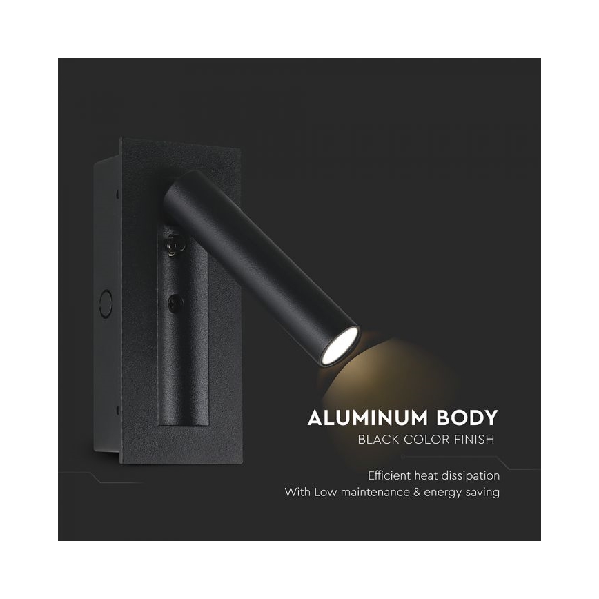 LED nástenné bodové svietidlo LED/2W/230V 3000K čierne