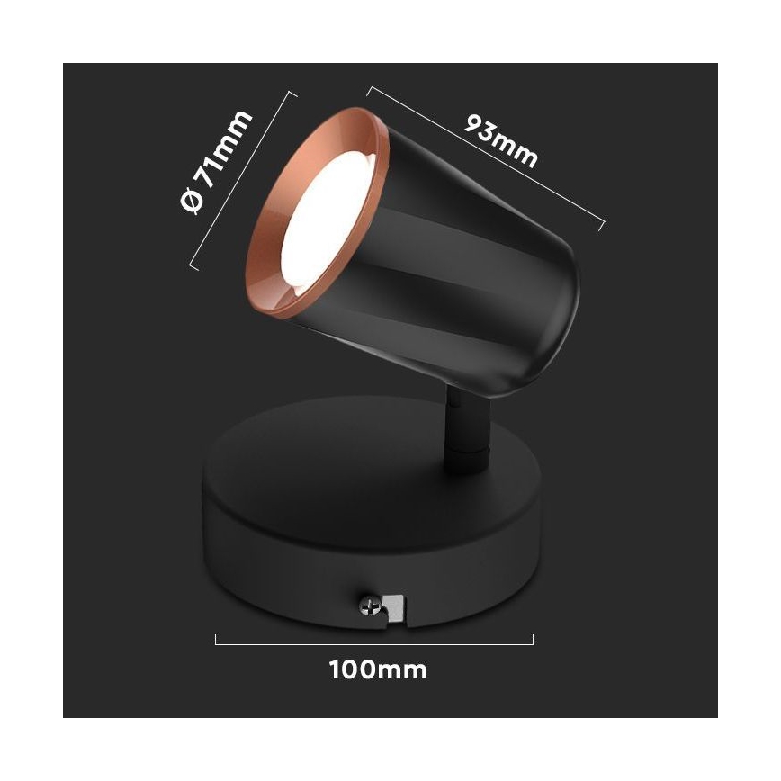 LED Nástenné bodové svietidlo LED/5W/230V 4000K čierna