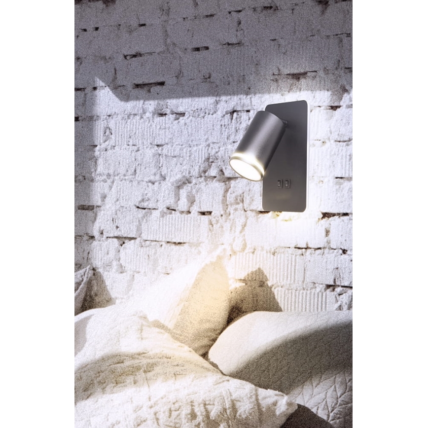 LED Nástenné bodové svietidlo PARIS 1xGU10/10W/230V + LED/6W/230V čierna