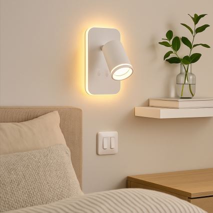 LED nástenné bodové svietidlo PIPE 1xGU10/10W/230V + LED/6W biela