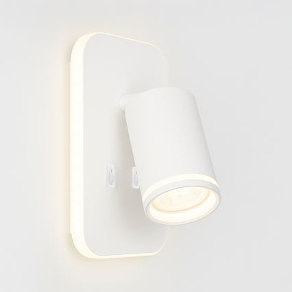 LED nástenné bodové svietidlo PIPE 1xGU10/10W/230V + LED/6W biela