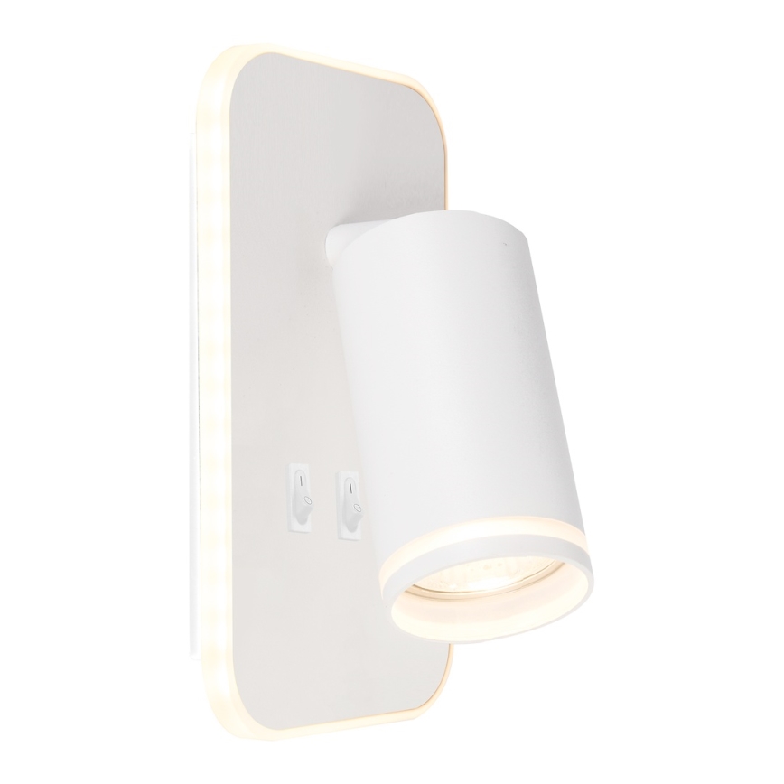 LED nástenné bodové svietidlo PIPE 1xGU10/10W/230V + LED/6W biela