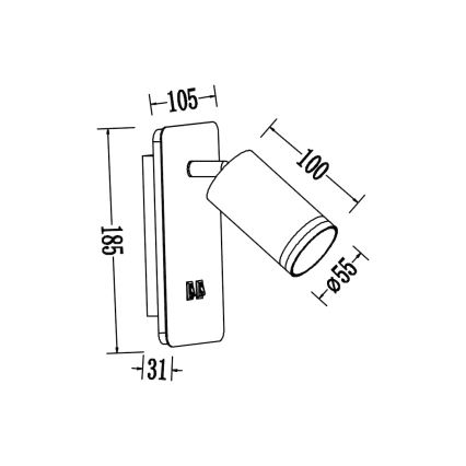 LED nástenné bodové svietidlo PIPE 1xGU10/10W/230V + LED/6W biela