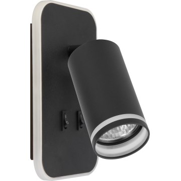 LED Nástenné bodové svietidlo PIPE 1xGU10/10W/230V + LED/6W čierne