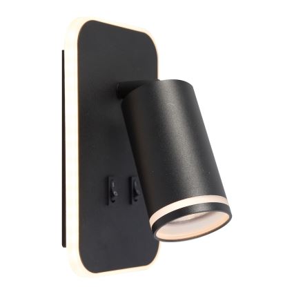LED Nástenné bodové svietidlo PIPE 1xGU10/10W/230V + LED/6W čierne