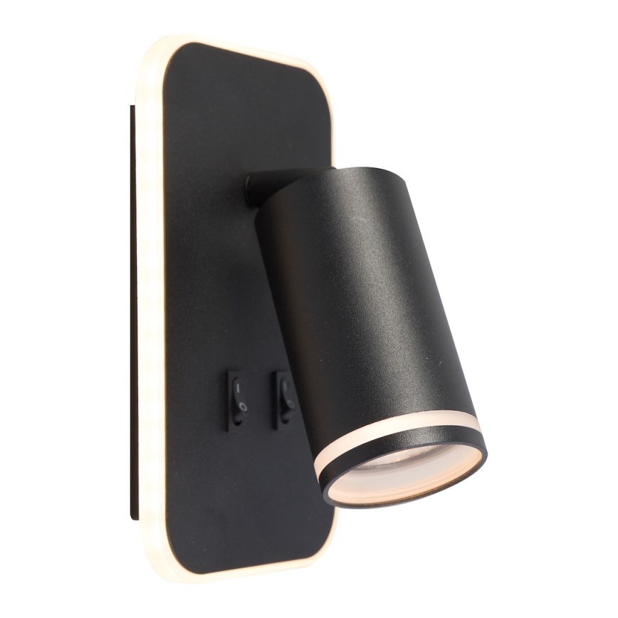 LED Nástenné bodové svietidlo PIPE 1xGU10/10W/230V + LED/6W čierne