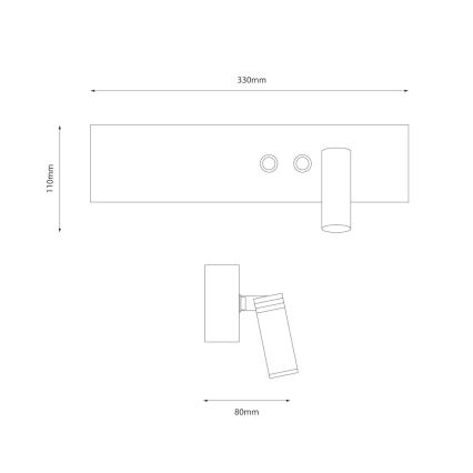 LED nástenné bodové svietidlo RESORT LED/10W/230V + LED/3W biele pravé