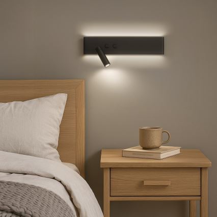 LED nástenné bodové svietidlo RESORT LED/10W/230V + LED/3W čierne ľavé