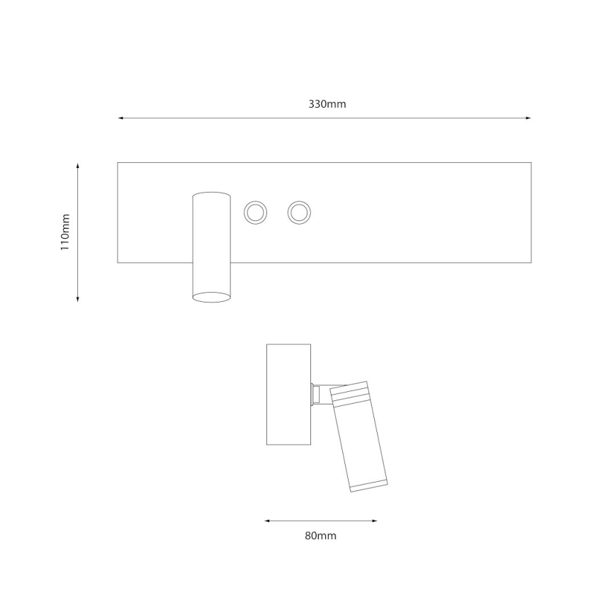 LED nástenné bodové svietidlo RESORT LED/10W/230V + LED/3W čierne ľavé