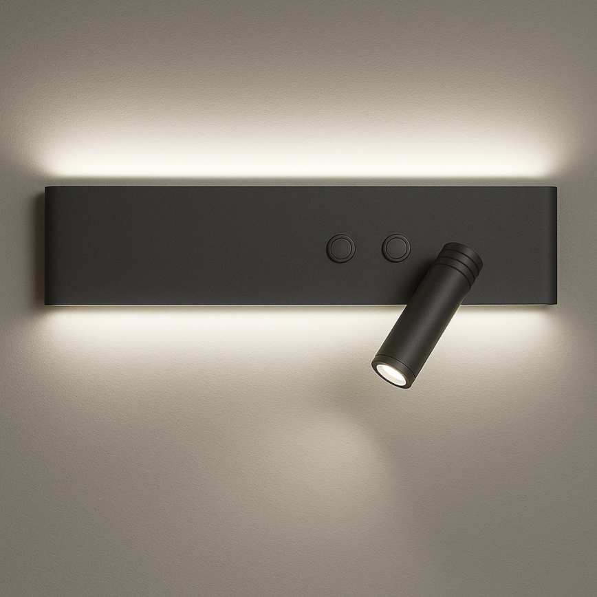 LED Nástenné bodové svietidlo RESORT LED/10W/230V + LED/3W čierne pravé