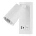 LED Nástenné bodové svietidlo s USB LED/5W/230V biela