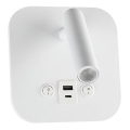 LED nástenné bodové svietidlo s USB portom LED/8W/230V 3000K biela