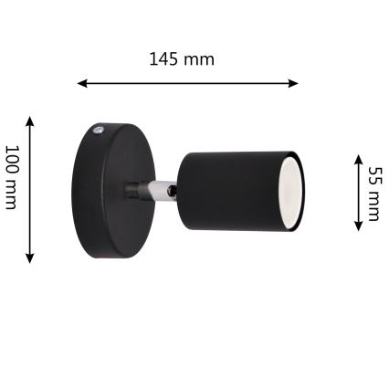 LED Nástenné bodové svietidlo TUNE 1xGU10/4,8W/230V čierna