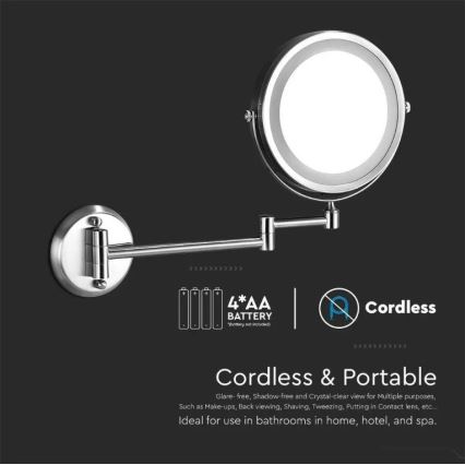 LED Nástenné kosmetické zrkadielko LED/3W/6V 4xAA IP44