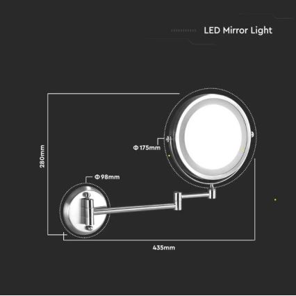 LED Nástenné kosmetické zrkadielko LED/3W/6V 4xAA IP44