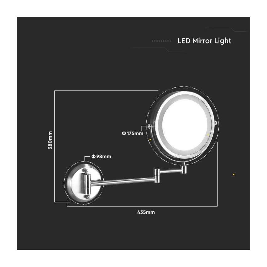 LED Nástenné kosmetické zrkadielko LED/3W/6V 4xAA IP44