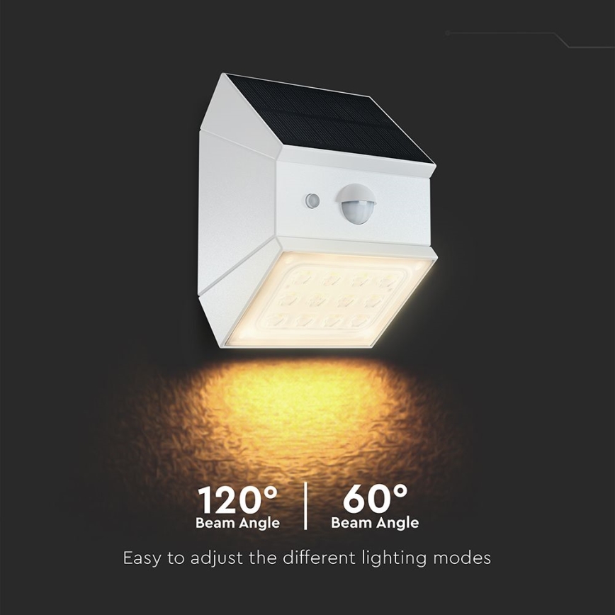 LED Nástenné solárne svietidlo so senzorom LED/2,5W/3,7V 3000/4000/6000K IP65 1200 mAh biele