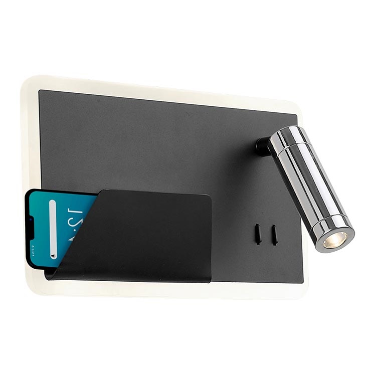 LED Nástenné svietidlo BOARD LED/7,8W/230V + LED/3W čierna/lesklý chróm