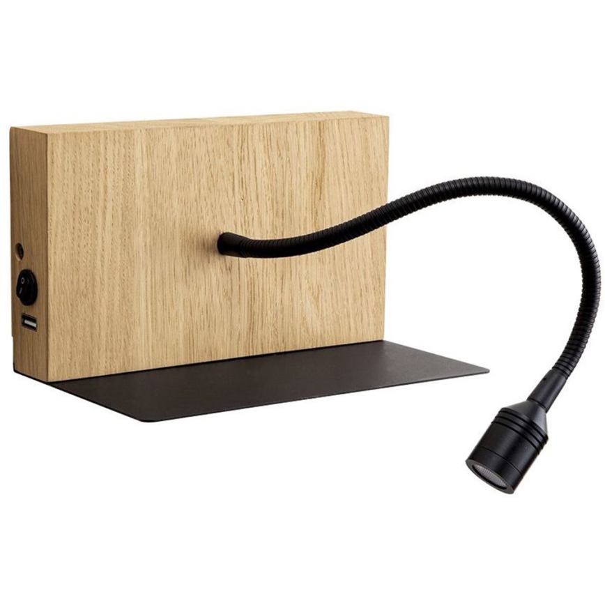 LED Nástenné svietidlo LECTOR LED/2,5W/230V USB dub