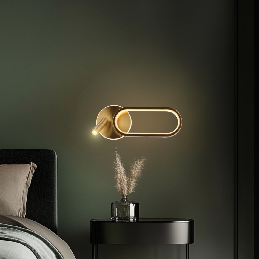 LED Nástenné svietidlo MONET LED/13W/230V + LED/2W 3000/4000/6000K zlatá