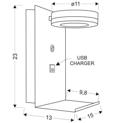 LED Nástenné svietidlo s nabíjačkou COMPACT LED/4W/230V